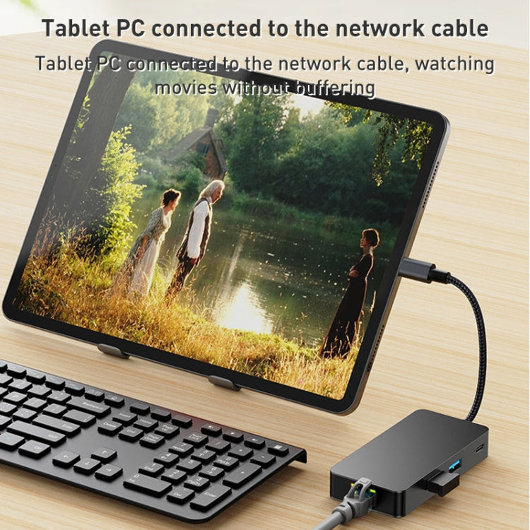 Lisslune | BYL-2308 6 in 1 USB-C / Type-C to USB3.2 + Gigabit Internet + HDTV HUB Adapter (Dark Grey)
