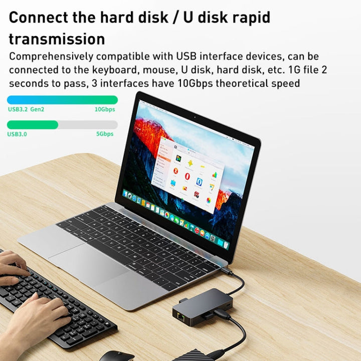 Lisslune | BYL-2308 6 in 1 USB-C / Type-C to USB3.2 + Gigabit Internet + HDTV HUB Adapter (Dark Grey)