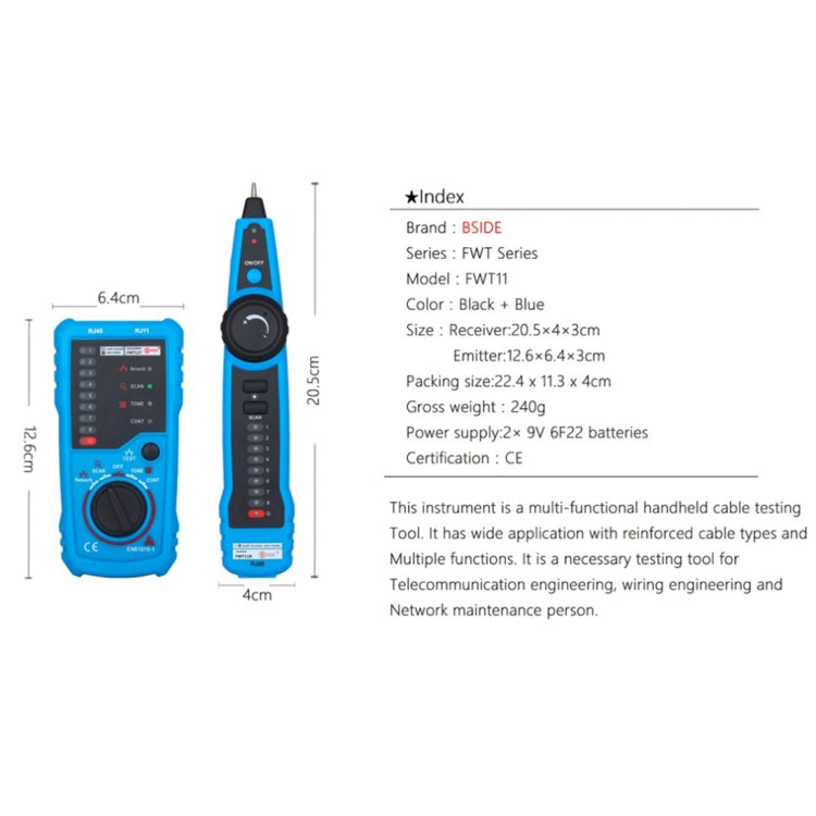 Lisslune | BSIDE FWT11 RJ11 / RJ45 telephone line tracker Ethernet LAN network cable tester detector line finder
