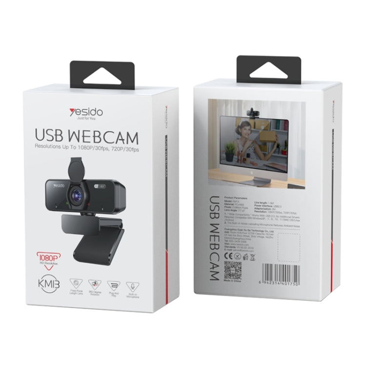 Lisslune | Yesido KM13 1080P 2.0MP USB Webcam, Cable length 1.5 m