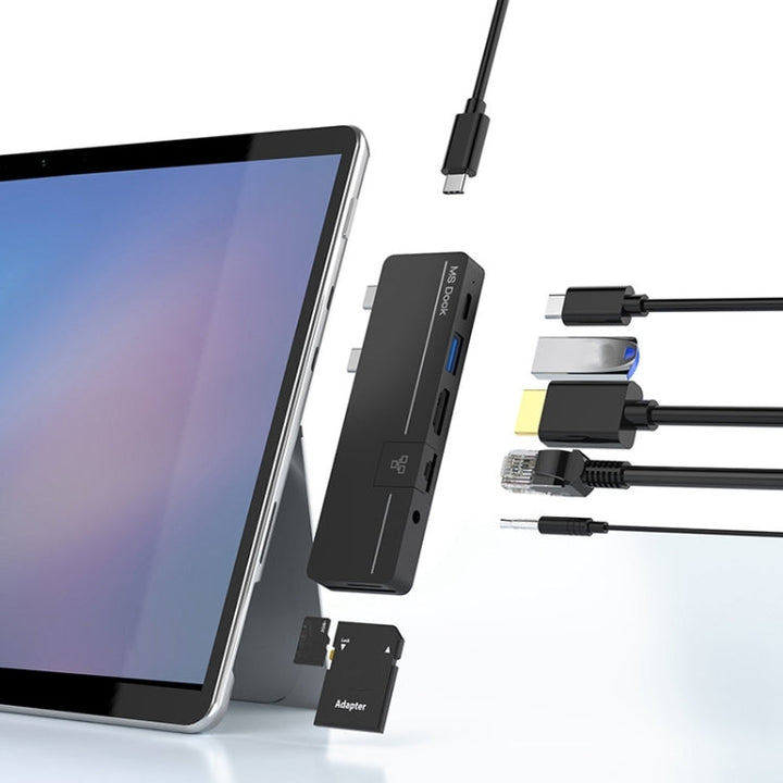 Lisslune | Rocketek SHX6 Multifunctional Dual Type-C Ports Extension Dock HUB Adapter with LAN