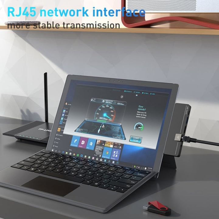 Lisslune | Rocketek SHX6 Multifunctional Dual Type-C Ports Extension Dock HUB Adapter with LAN