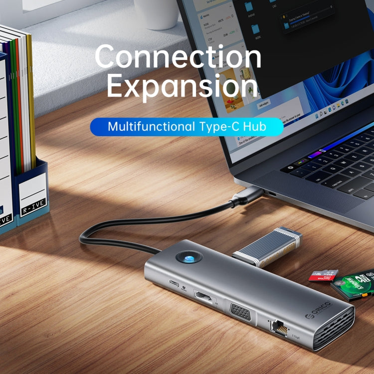 Lisslune | ORICO PW11-9P Type-C / USB-C 8-in-1 5Gbps Multifunctional Docking Station (Silver)