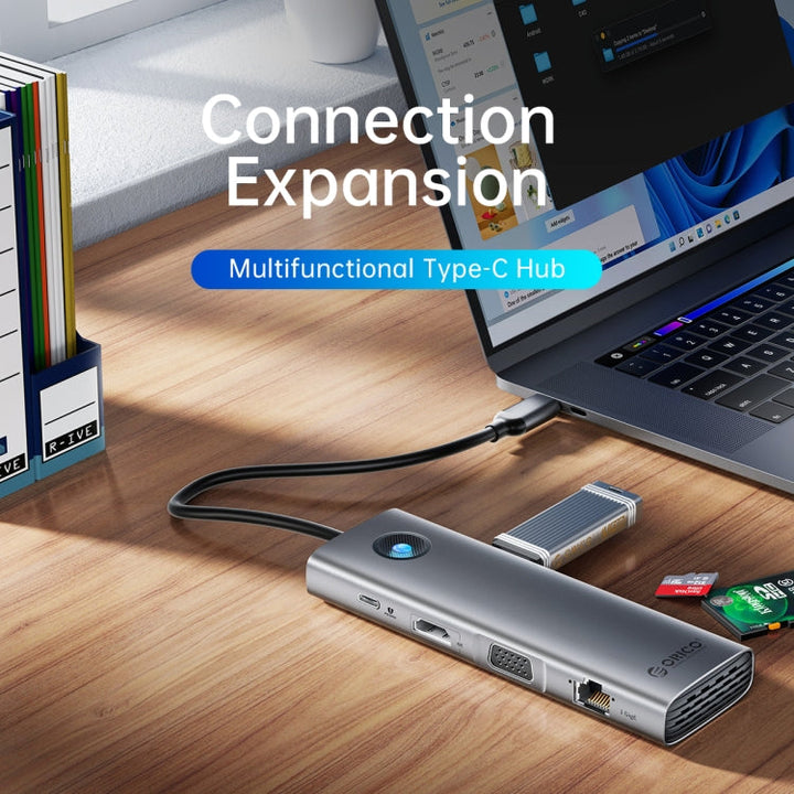 Lisslune | ORICO PW11-9P Type-C / USB-C 8-in-1 5Gbps Multifunctional Docking Station (Silver)