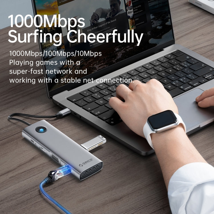 Lisslune | ORICO PW11-9P Type-C / USB-C 8-in-1 5Gbps Multifunctional Docking Station (Silver)