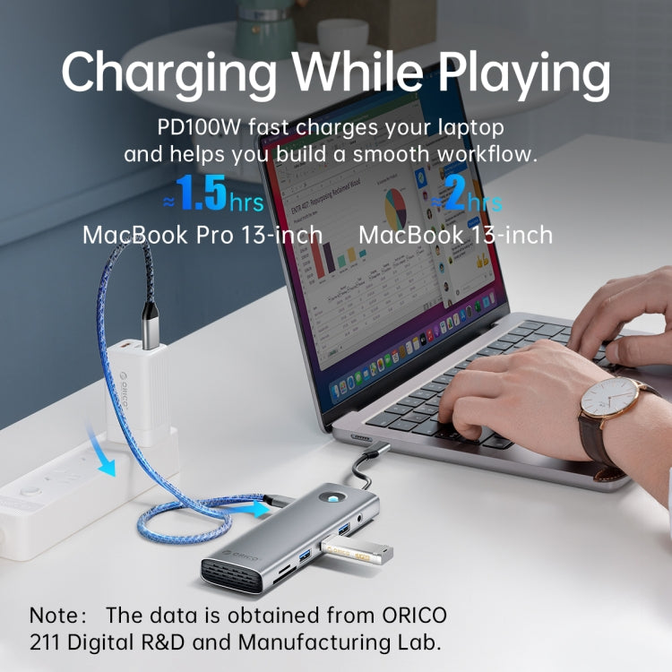 Lisslune | ORICO PW11-9P Type-C / USB-C 8-in-1 5Gbps Multifunctional Docking Station (Silver)