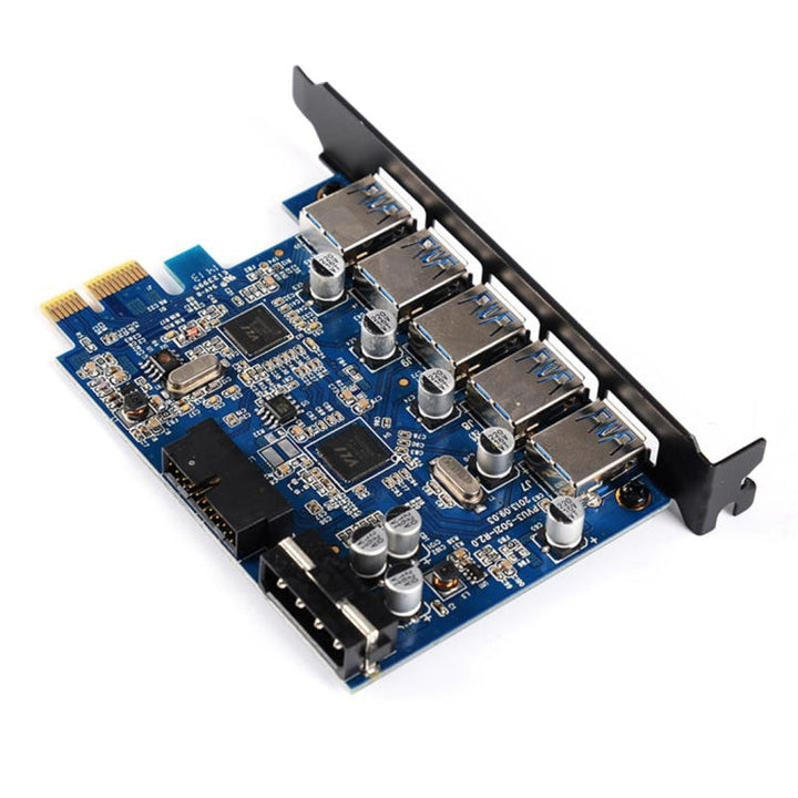 Lisslune | ORICO PVU3-5O2I USB3.0 * 5 + 20Pin Slot * 1 PCI Express Card for Desktop, 5Gbps Superspeed Data Transfer (Black)