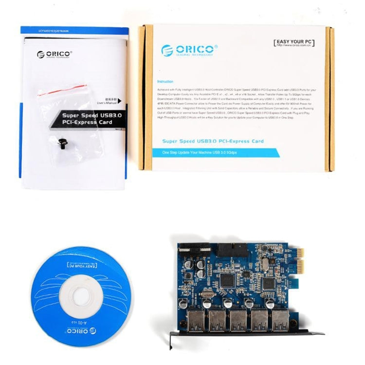 Lisslune | ORICO PVU3-5O2I USB3.0 * 5 + 20Pin Slot * 1 PCI Express Card for Desktop, 5Gbps Superspeed Data Transfer (Black)