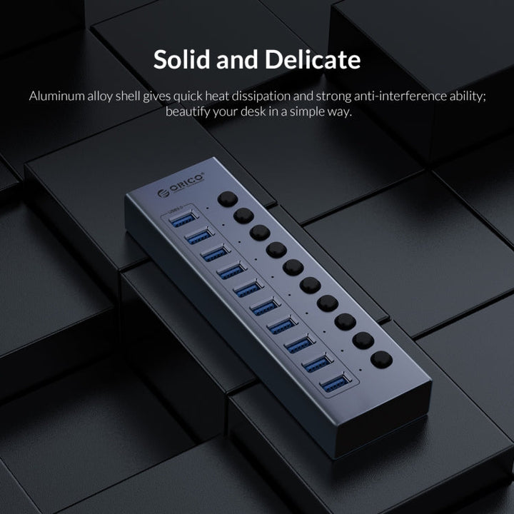 Lisslune | ORICO BT2U3-13AB-GY-BP Multi-Ports Single Switch HUB, AU Plug