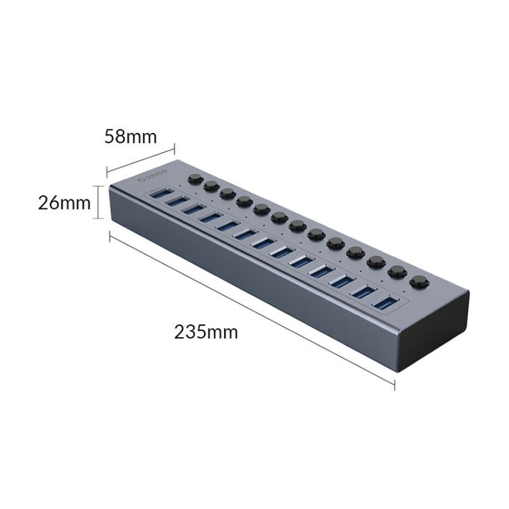 Lisslune | ORICO BT2U3-13AB-GY-BP Multi-Ports Single Outputs HUB, UK Plug