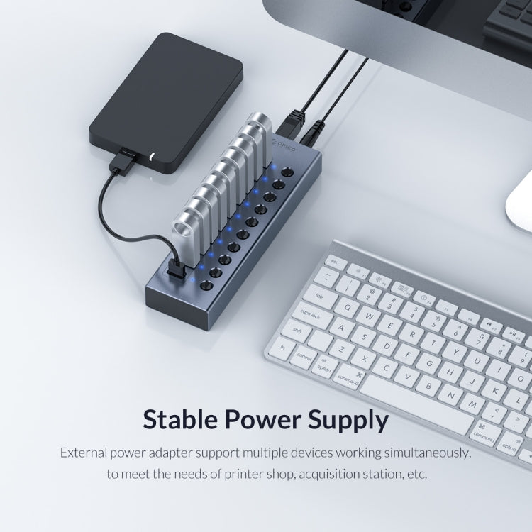 Lisslune | ORICO BT2U3-13AB-GY-BP Multi-Ports Single Switch HUB, EU Plug