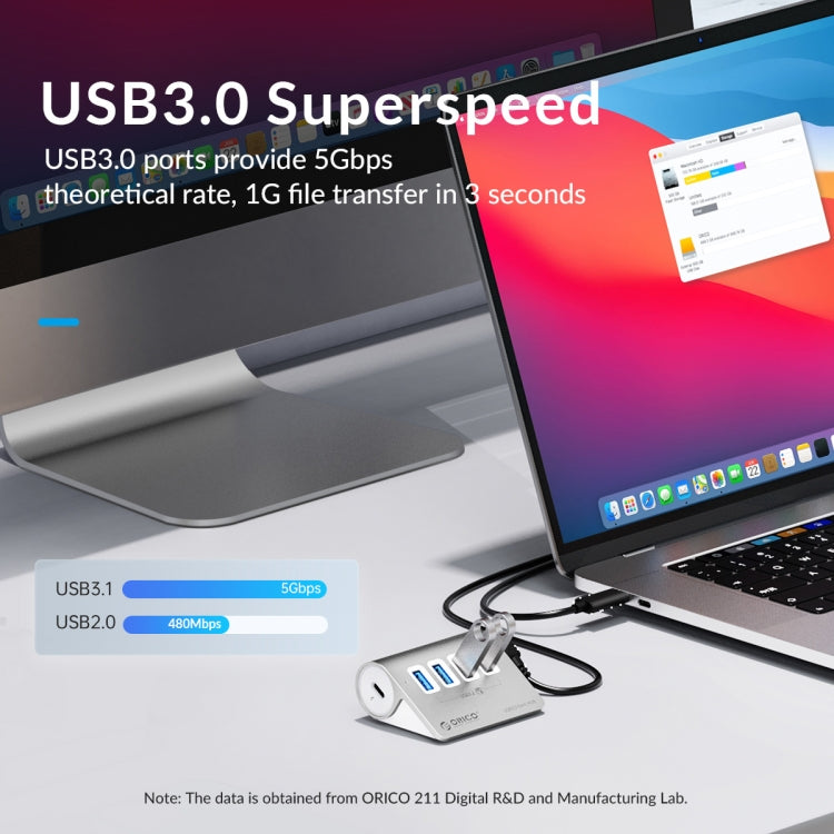 Lisslune | ORICO M3UT3 3-Port USB 3.2 HUB with Card Reader (Silver)