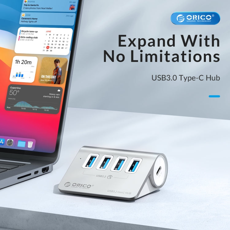 Lisslune | ORICO M3U4 Aluminum alloy 4-Port USB 3.2 Gen1 5Gbps HUB (Silver)