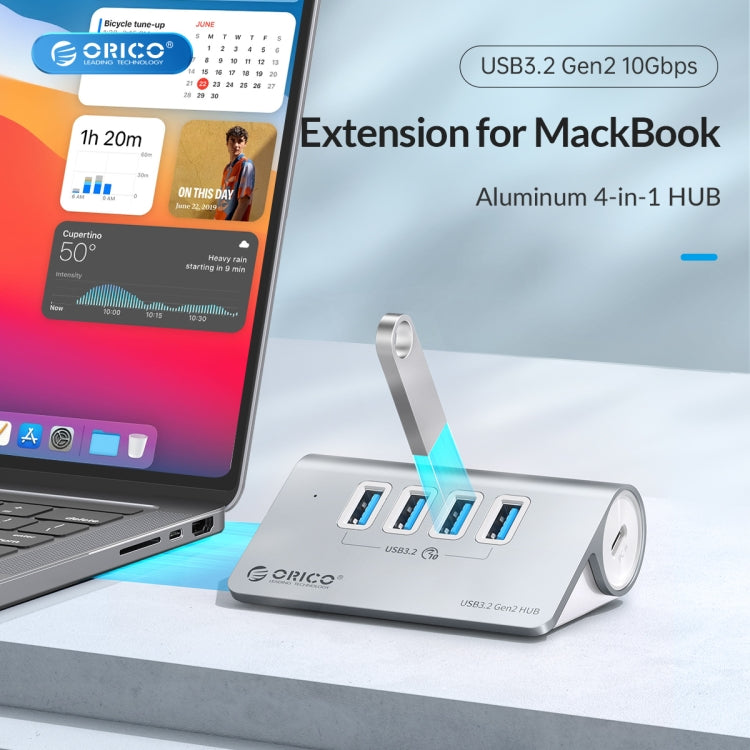 Lisslune | ORICO M3U4 Aluminum alloy 4-Port USB 3.2 Gen1 10Gbps HUB (Silver)