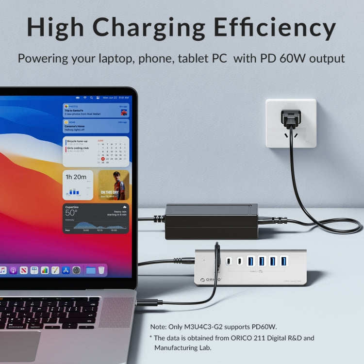 Lisslune | ORICO M3U4 Aluminum alloy 4-Port USB 3.2 Gen1 10Gbps HUB (Silver)