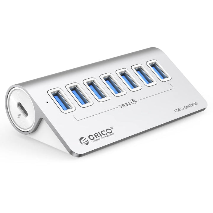 Lisslune | ORICO M3U7-G2 Aluminum Alloy 7-Port USB 3.2 Gen2 10Gbps HUB with 1m Cable (Silver)