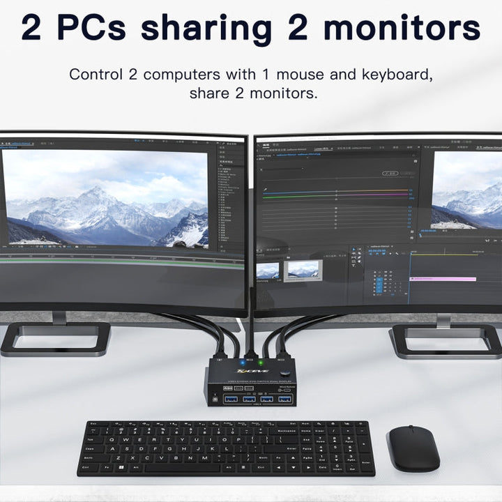Lisslune | KC-KVM202AS 4K 60HZ USB3.0 HDMI Dual Display KVM Switcher Support EDID Analog Lock Screen
