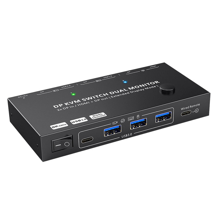 Lisslune | KC-KVM212DH 4K 60HZ USB3.0 DP Dual Display KVM Switcher with MST Dual Screen Extension Duplication