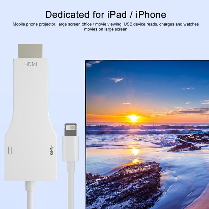 Lisslune | NK-1078 8 Pin to HDMI male + USB female adapter cable, length: 1m