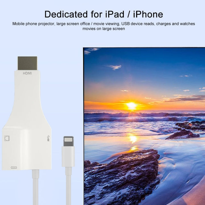 Lisslune | NK-1079 8 Pin to HDMI male + USB female + RJ45 female adapter cable, length: 1m
