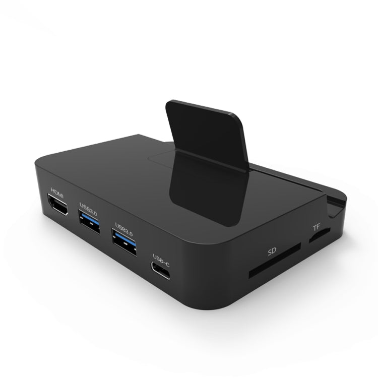 Lisslune | 9138 6 in 1 USB-C / Type-C to 4K HDMI + 2 x USB 3.0 + Type-C + SD / TF card reader multifunctional HUB docking station with holder (Black)
