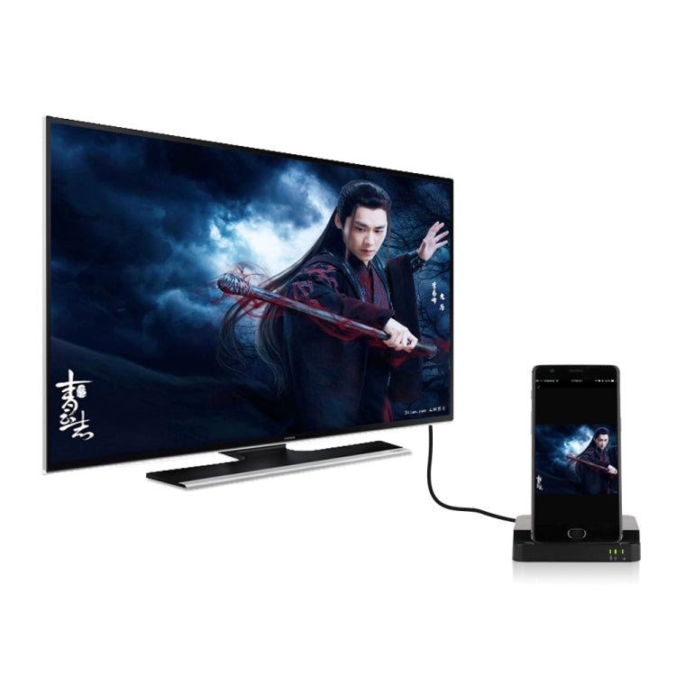 Lisslune | 9138 6 in 1 USB-C / Type-C to 4K HDMI + 2 x USB 3.0 + Type-C + SD / TF card reader multifunctional HUB docking station with holder (Black)