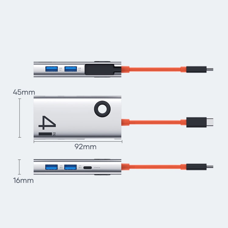 Lisslune | ROCK TR25 4 in 1 USB-C / Type-C to USB 3.0x4 Portable Multifunctional HUB Docking Station