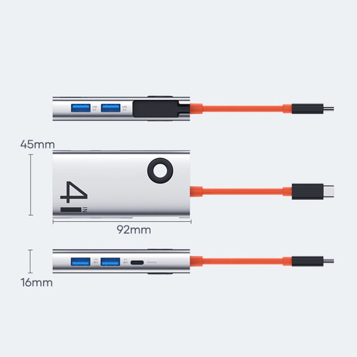 Lisslune | ROCK TR25 4 in 1 USB-C / Type-C to USB 3.0x4 Portable Multifunctional HUB Docking Station