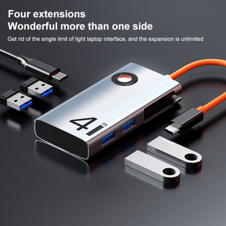 Lisslune | ROCK TR25 4 in 1 USB-C / Type-C to USB 3.0x4 Portable Multifunctional HUB Docking Station