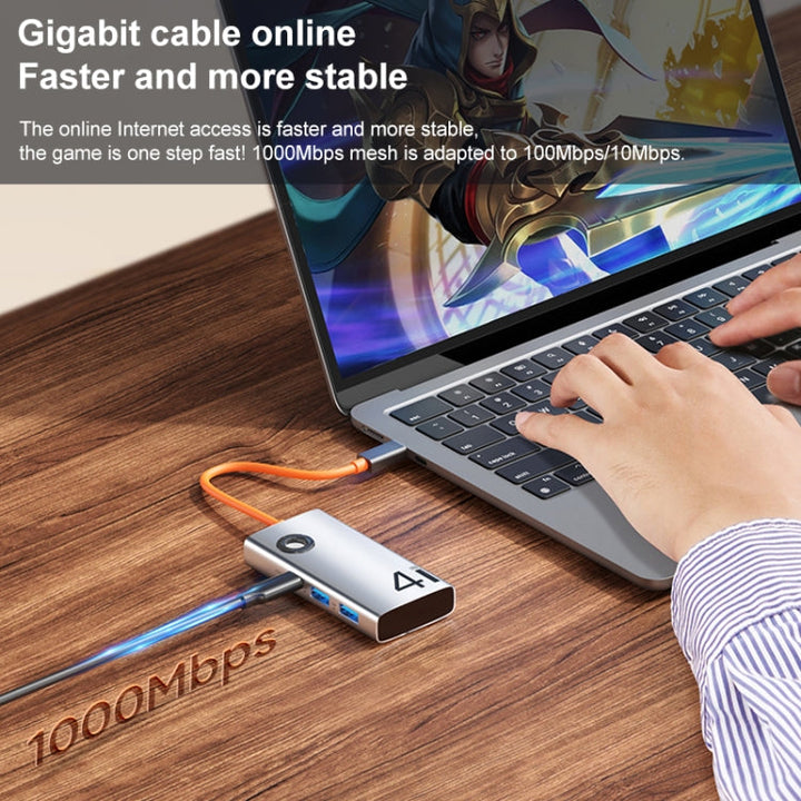 Lisslune | ROCK TR26 4 in 1 USB-C / Type-C to USB 3.0x3+RJ45 Portable Multifunctional HUB Docking Station
