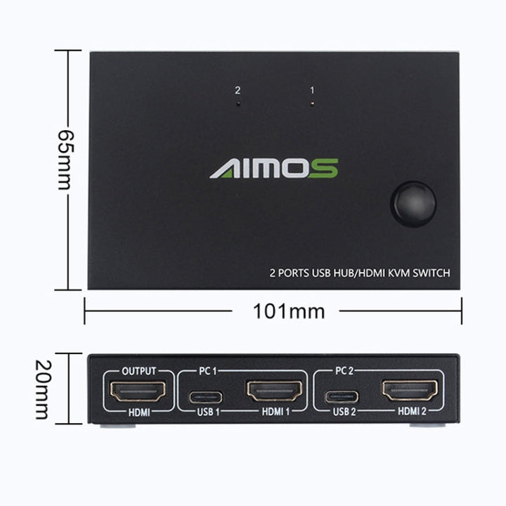 Lisslune | AIMOS AM-KVM201CC 2 Ports USB HUB HDMI KVM Switch without extension cable