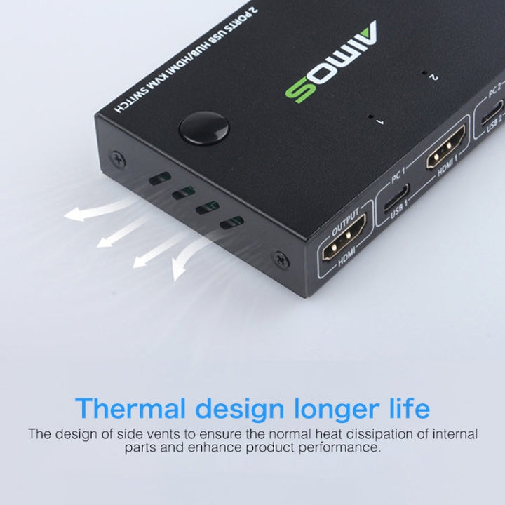 Lisslune | AIMOS AM-KVM201CC 2 Ports USB HUB HDMI KVM Switch without extension cable