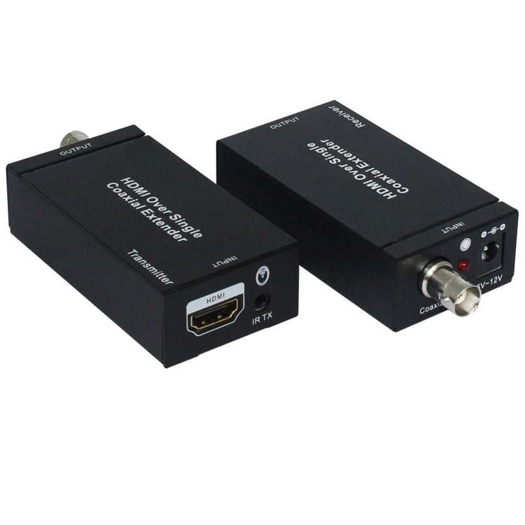Lisslune | NK-C100IR 1080P HDMI over Single Coaxial Extender Transmitter + Receiver with IR Coaxial Cable, Signal Range up to 100 m (EU Plug)