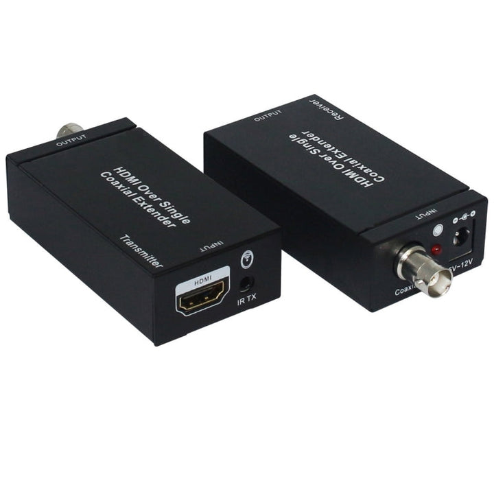 Lisslune | NK-C100IR 1080P HDMI over Single Coaxial Extender Transmitter + Receiver with IR Coaxial Cable, Signal Range up to 100 m (EU Plug)
