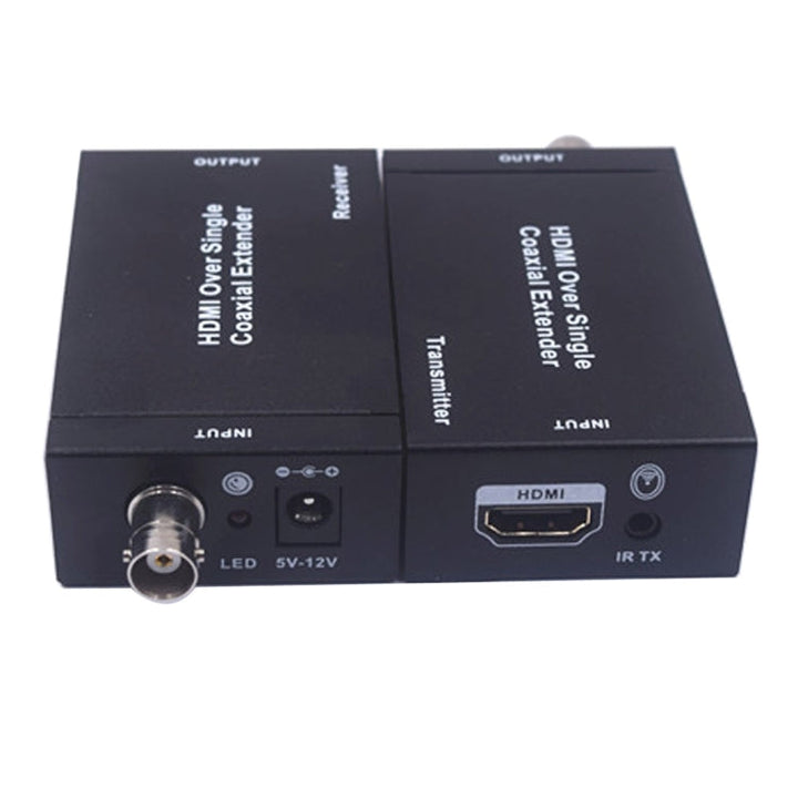Lisslune | NK-C100IR 1080P HDMI over Single Coaxial Extender Transmitter + Receiver with IR Coaxial Cable, Signal Range up to 100 m (EU Plug)