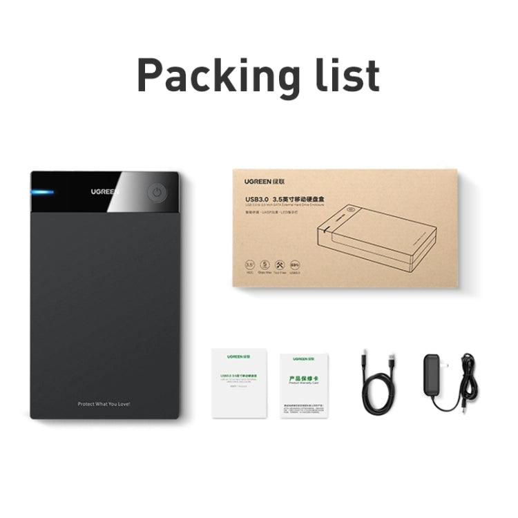 Lisslune | UGREEN US222 HDD Enclosure 2.5 / 3.5 Inch SATA to USB 3.0 SSD Adapter Hard Drive Box External HDD Enclosure, Supports UASP Protocol