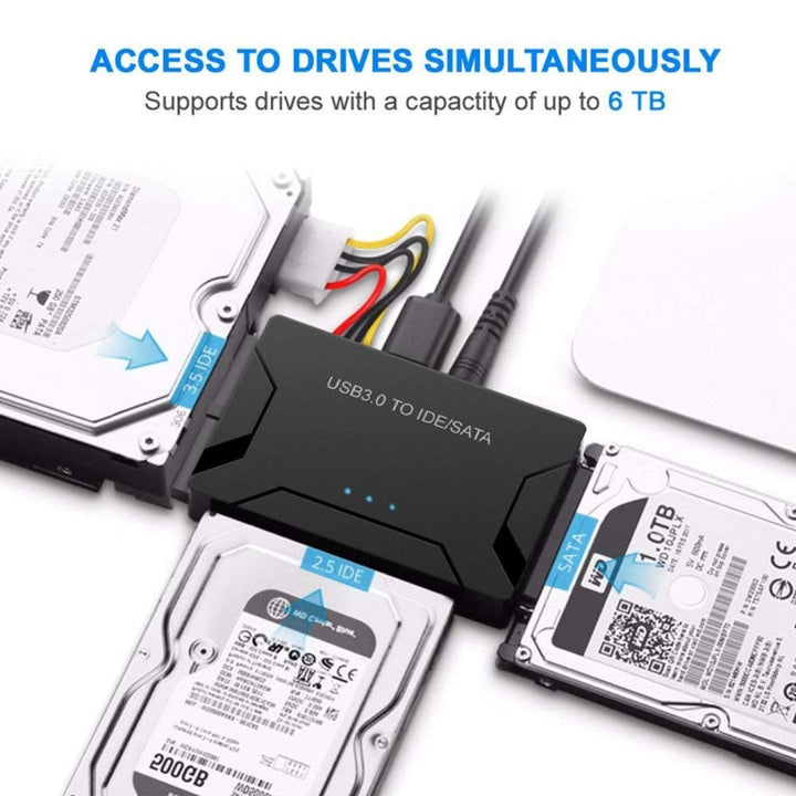Lisslune | USB 3.0 to SATA / IDE hard drive converter adapter cable for 2.5 inch / 3.5 inch SATA IDE HDD, cable length: 1m