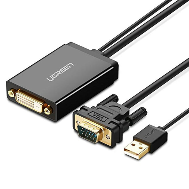 Lisslune | UGREEN MM119 1080P Full HD VGA to DVI (24+1) Male to Female Adapter Cable for Computer, PC, Laptop, HDTV, Projector, DVD Graphics Card and other VGA / DVI capable devices, Cable Length: 50 cm