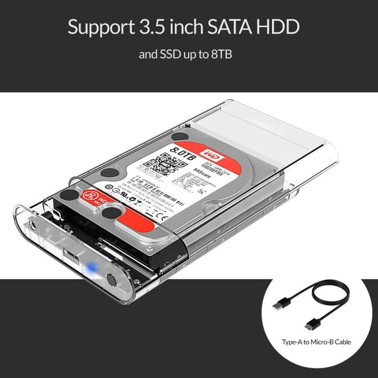 Lisslune | ORICO 3139U3 3.5 inch SATA HDD USB 3.0 Micro B External Hard Drive Enclosure Storage Enclosure (Transparent)