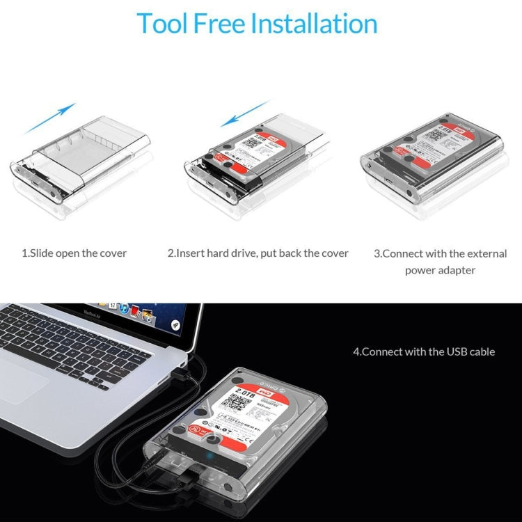 Lisslune | ORICO 3139U3 3.5 inch SATA HDD USB 3.0 Micro B External Hard Drive Enclosure Storage Enclosure (Transparent)
