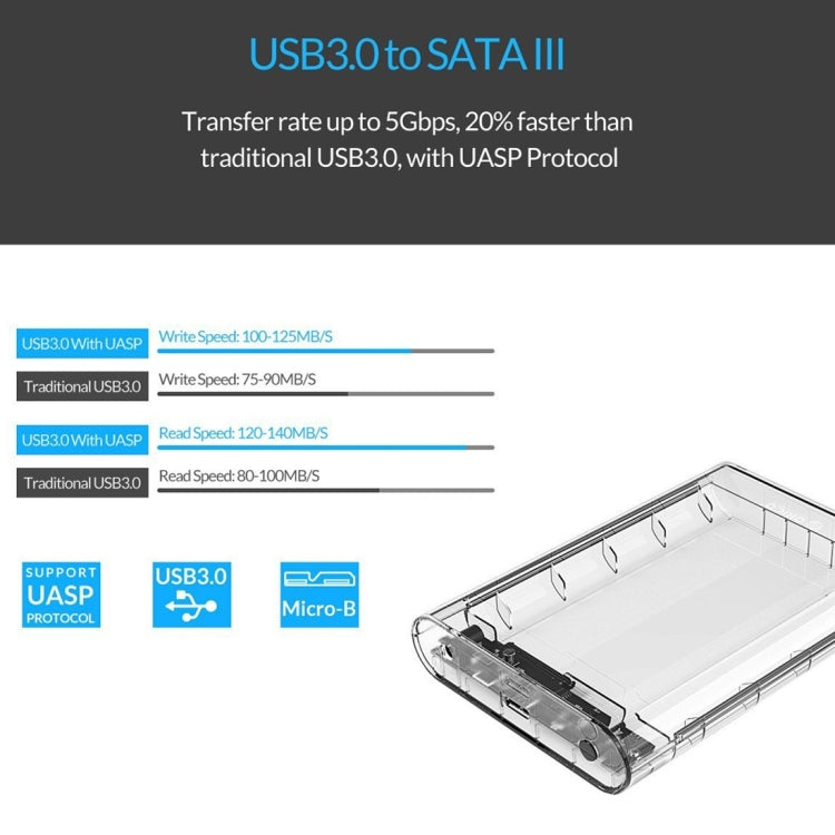 Lisslune | ORICO 3139U3 3.5 inch SATA HDD USB 3.0 Micro B External Hard Drive Enclosure Storage Enclosure (Transparent)