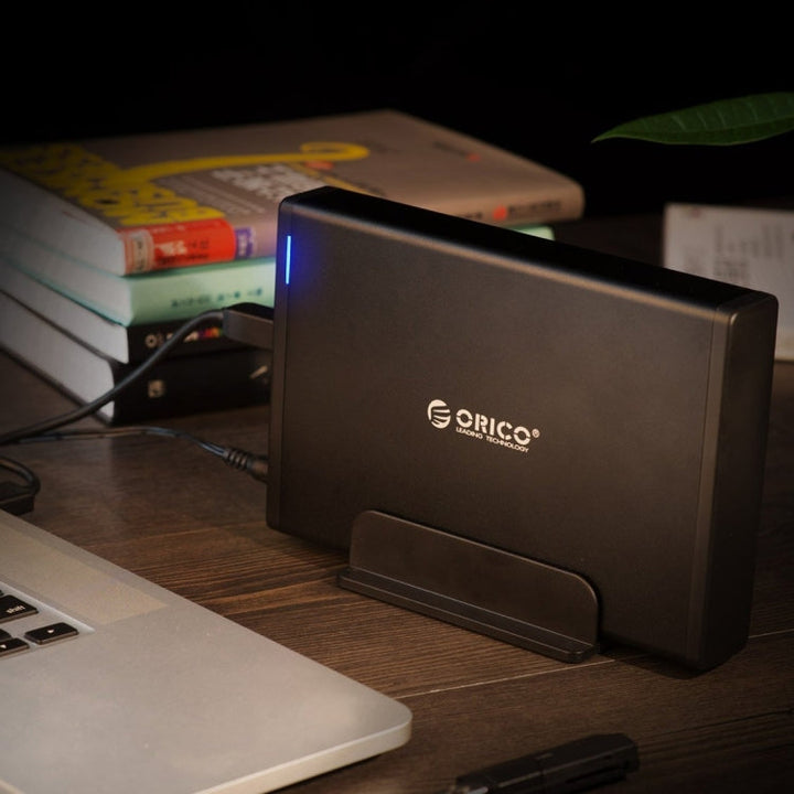 Lisslune | ORICO 7688U3 Vertical Aluminum External Hard Drive Enclosure Storage Box Hard Drive Dock for 3.5 Inch SATA HDD (Black)