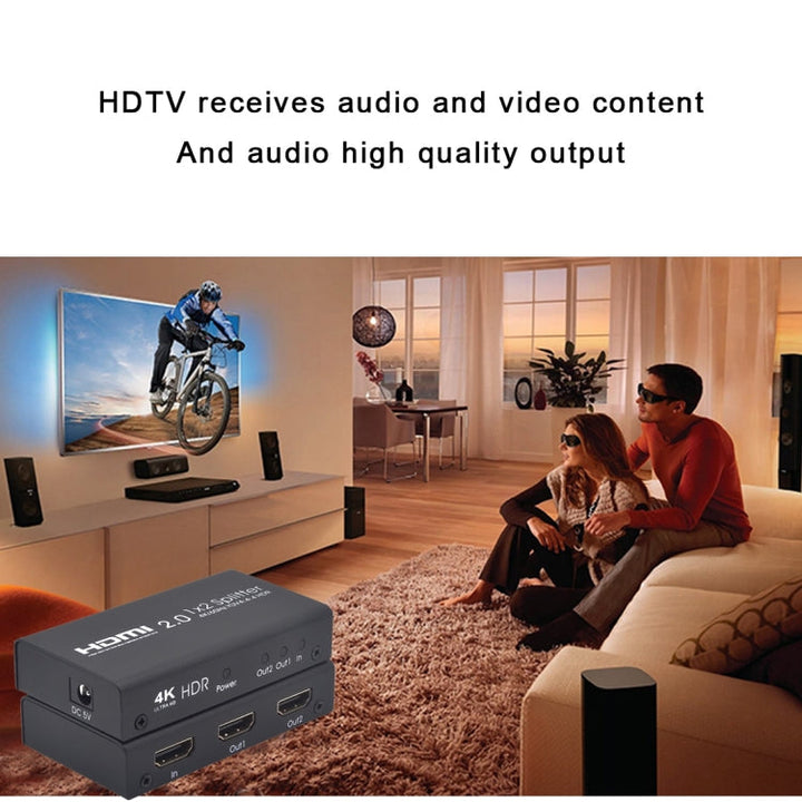 Lisslune | AYS-12V20 HDMI 2.0 1x2 4K Ultra HD Switch Splitter(Black)