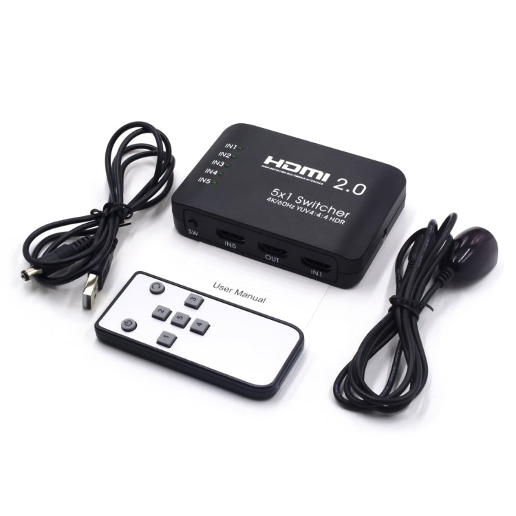 Lisslune | AYS-51V20 HDMI 2.0 5x1 4K Ultra HD Switch Splitter (Black)