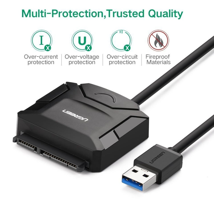 Lisslune | UGREEN USB 3.0 to SATA Adapter Cable Converter for 2.5 / 3.5 inch Hard Drive HDD and SSD, Supports UASP SATA 3.0 (Black)