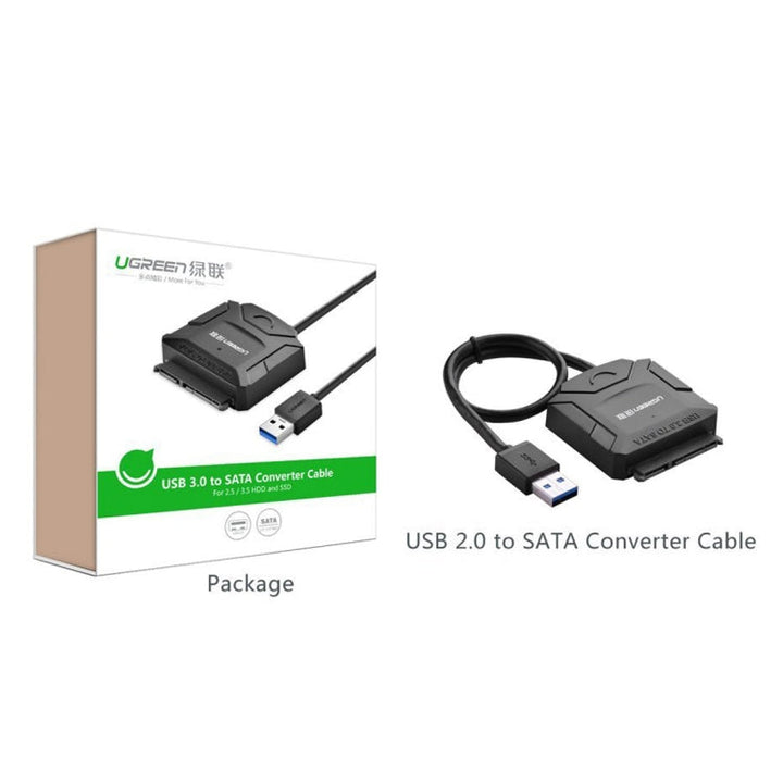 Lisslune | UGREEN USB 3.0 to SATA Adapter Cable Converter for 2.5 / 3.5 inch Hard Drive HDD and SSD, Supports UASP SATA 3.0 (Black)