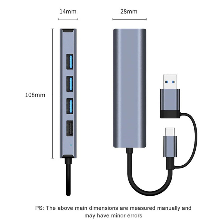 Lisslune | BYL-2208TU 5 in 2 USB + USB-C / Type-C to USB Multifunctional Docking Station HUB Adapter