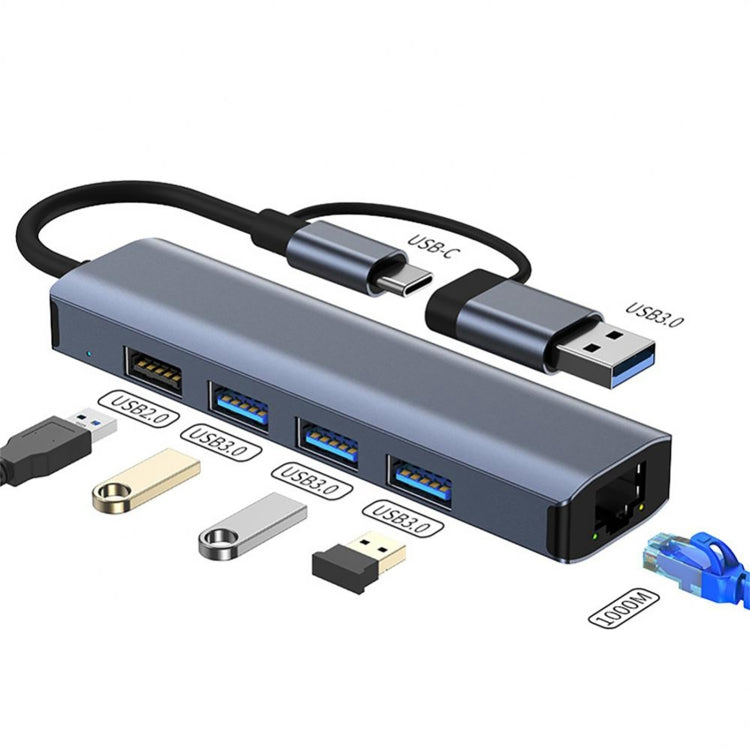 Lisslune | BYL-2208TU 5 in 2 USB + USB-C / Type-C to USB Multifunctional Docking Station HUB Adapter