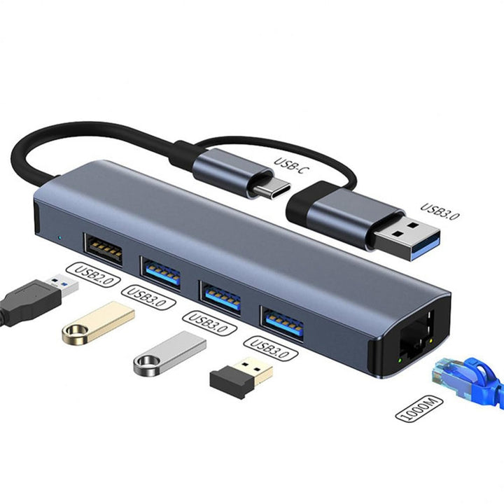 Lisslune | BYL-2208TU 5 in 2 USB + USB-C / Type-C to USB Multifunctional Docking Station HUB Adapter