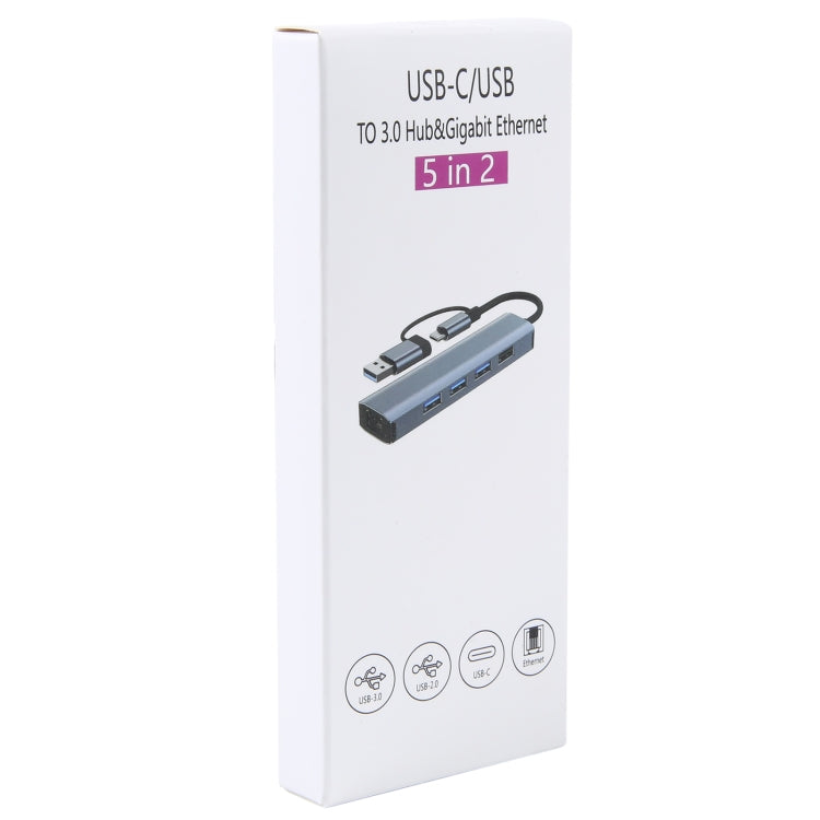 Lisslune | BYL-2208TU 5 in 2 USB + USB-C / Type-C to USB Multifunctional Docking Station HUB Adapter